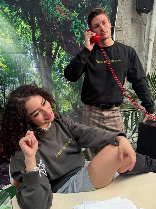 from zero to one (charcoal grey)